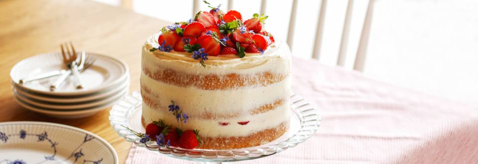 Erdbeer-Naked-Cake mit Topfencreme